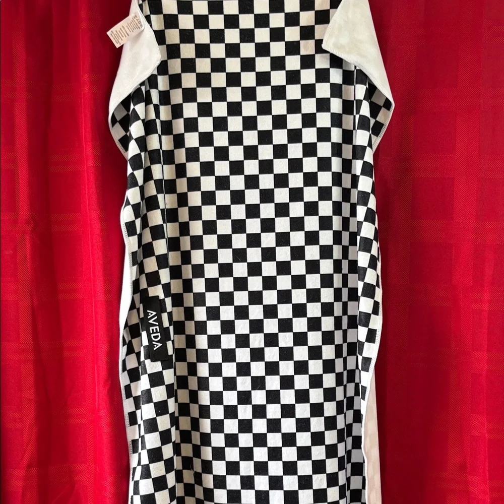AVEDA Black and White Checkered Towel